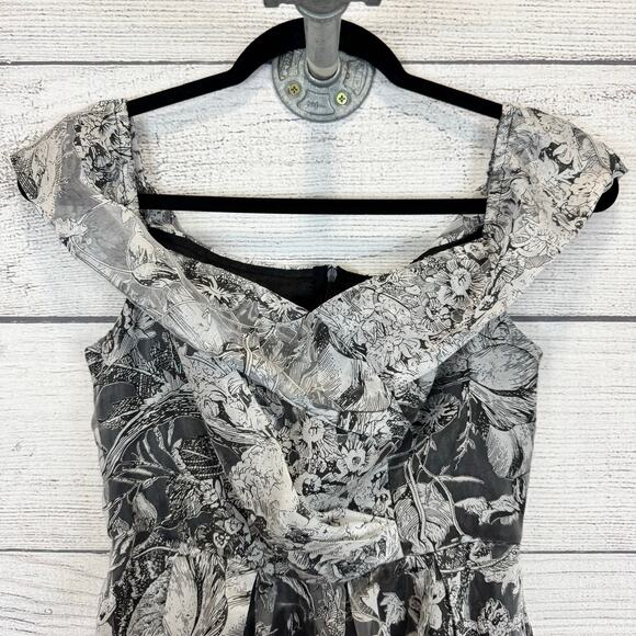 Toleen Women's Grey & Black Floral Off The Shoulder Maxi Dress Size Small - Picture 7 of 11
